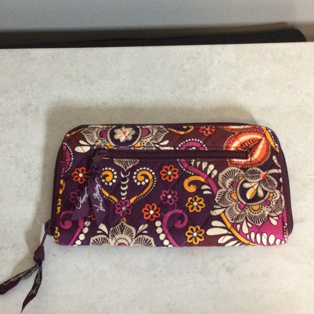 Vera Bradley Purple Floral Safari Sunset Zip Around Wallet
